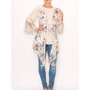 NEW ORIGAMI all lace vest with ruffles in cream